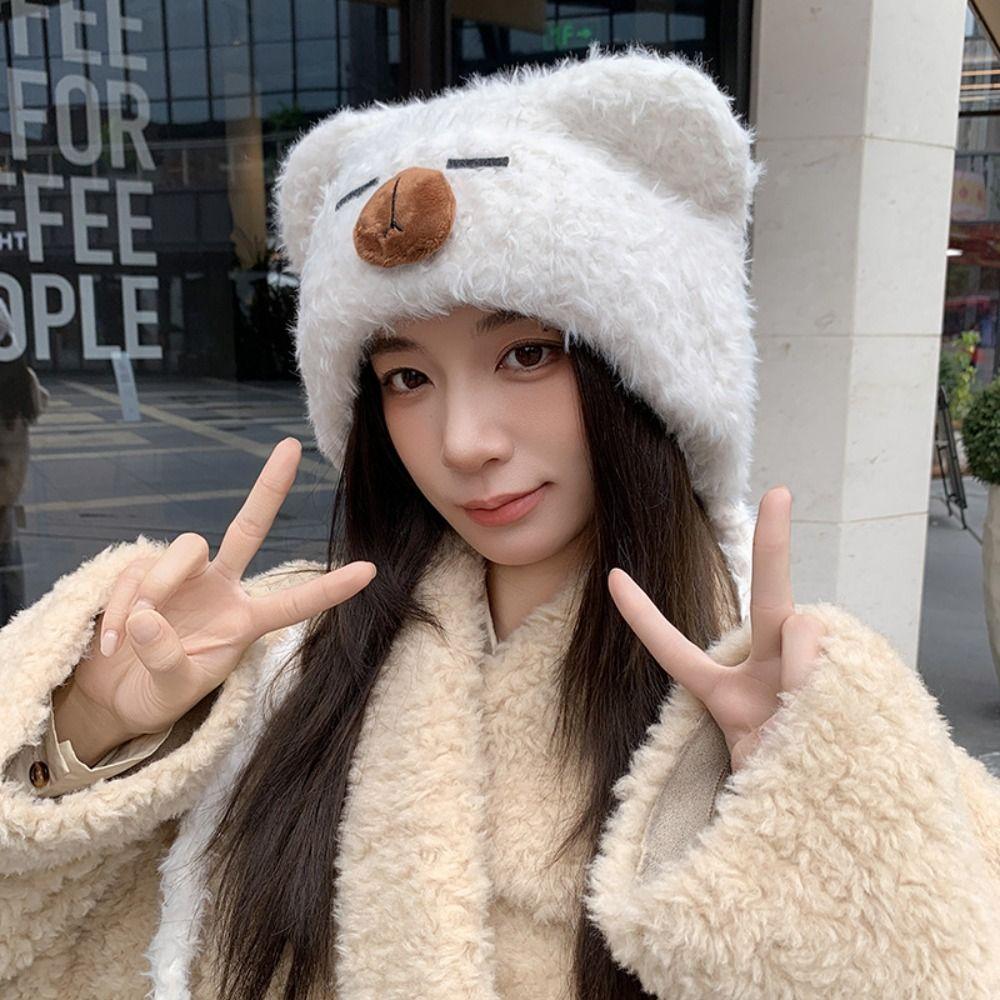 Kawaii Capybara Pullover Hat Cartoon Woolen Hat Casual Warm Cap Cycling