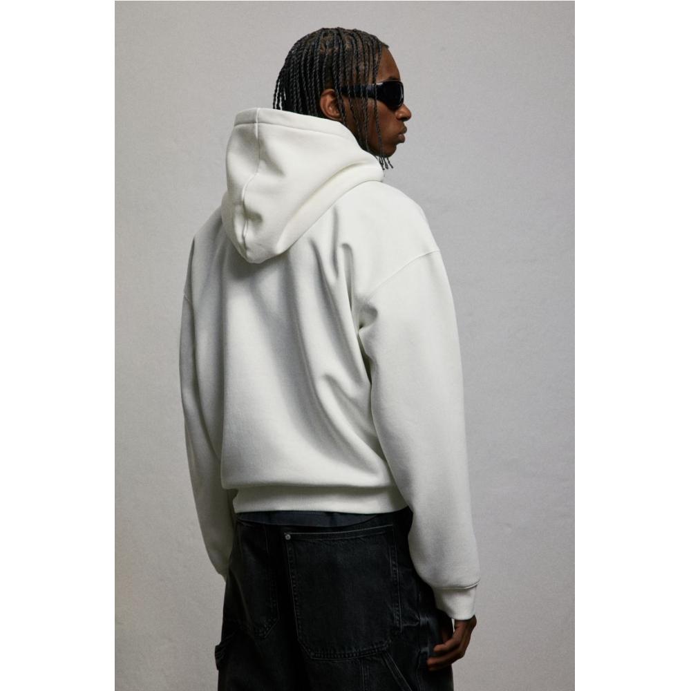 H M Printed Hoodie Loose Fit wHite La.ca