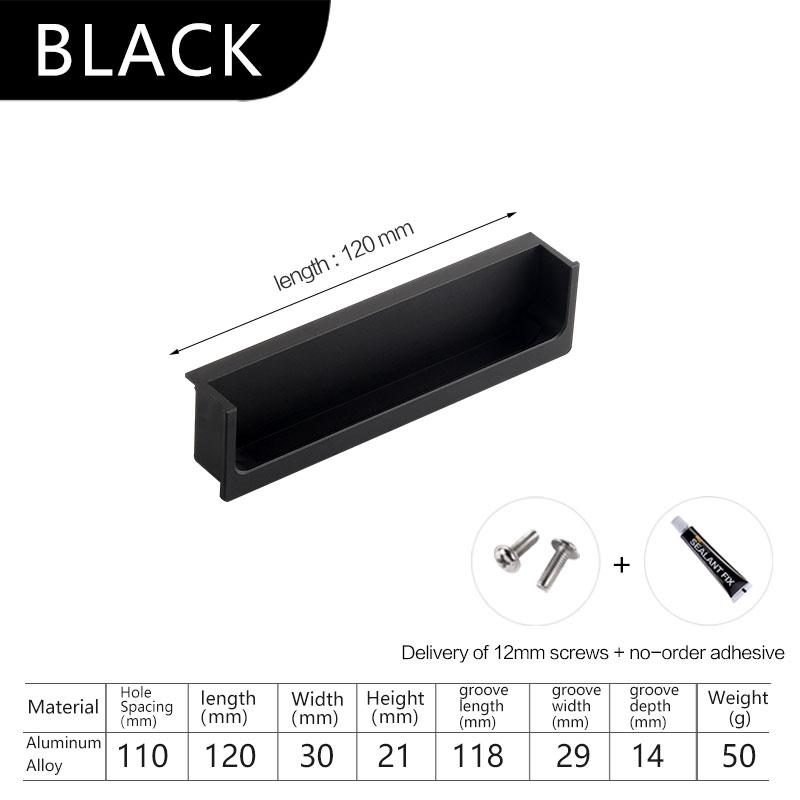 Embedded Concealed Pulls Handles White Wardrobe Doors Handles Black Cabinets Pulls Gray Drawers Pulls Recessed Finger Pulls