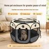 Octagonal Cat Playpen: Foldable Breeding Cage & Breathable Mesh Tent.