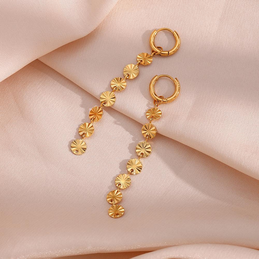 MamacitaSlay 18K Gold Plated Snowflake Long Tassel Hoop Earrings 316L Stainless Steel Waterproof Jewelry For Women Everyday Wear