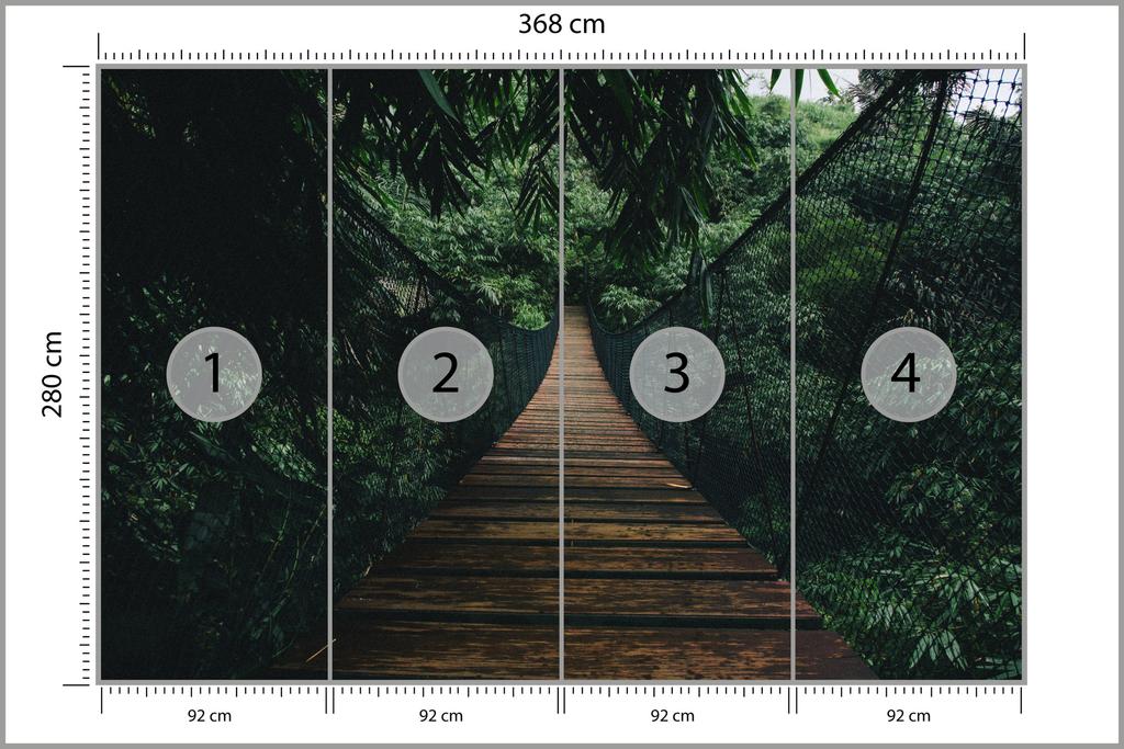 Photomural Suspension Bridge In A Forest Self-Adhesive Mural 368x280