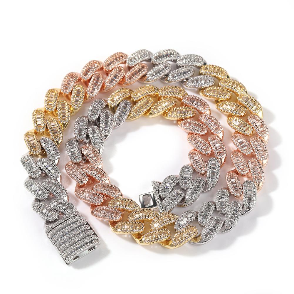 Hip Hop Necklace Male Versatile Premium Sense Copper Inlaid Zircon 15MM Cuban Chain Wind