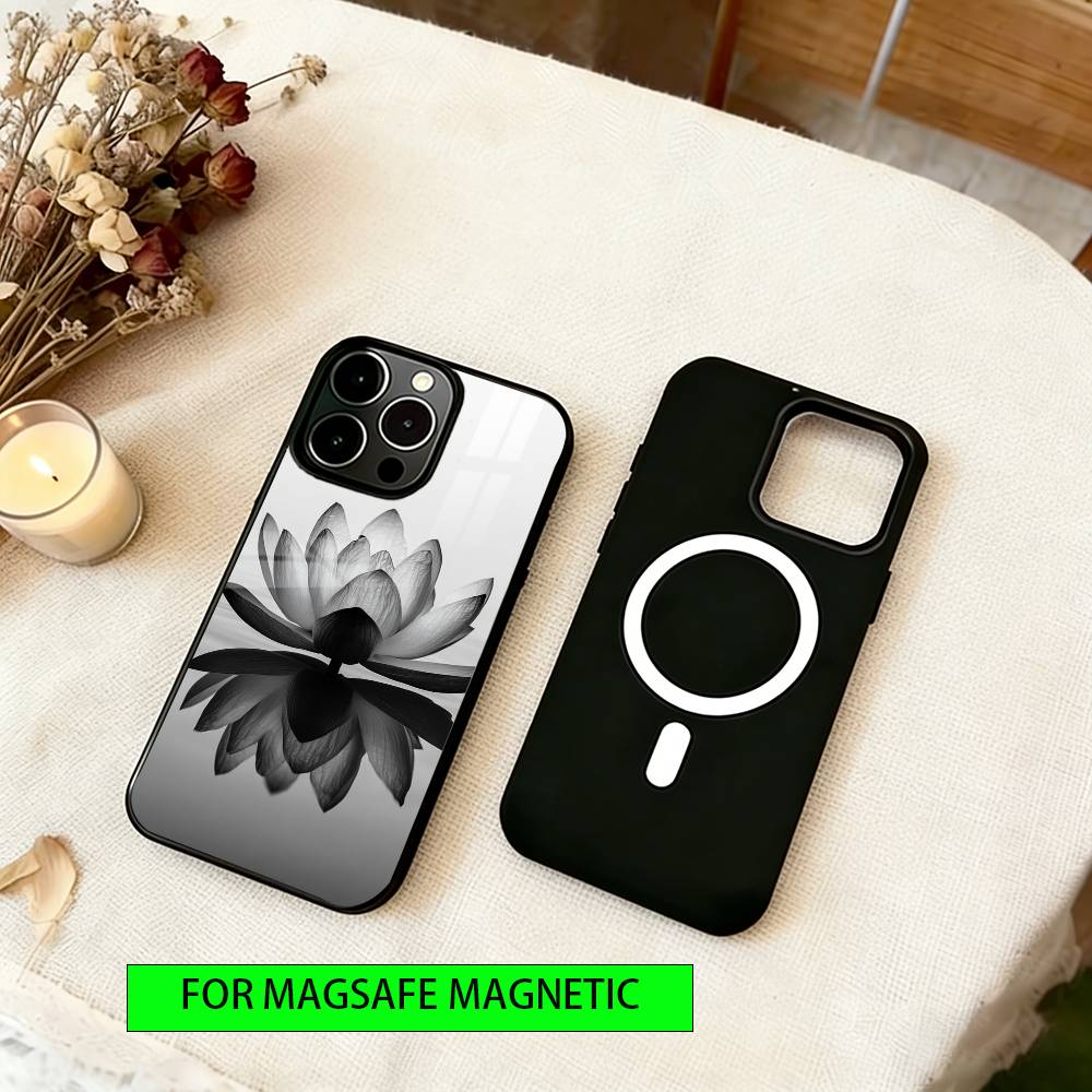 Dark flower Phone Case For iPhone17,16,15,14,13,12,11 Plus,Pro Magnetic For Magsafe Wireless Charging