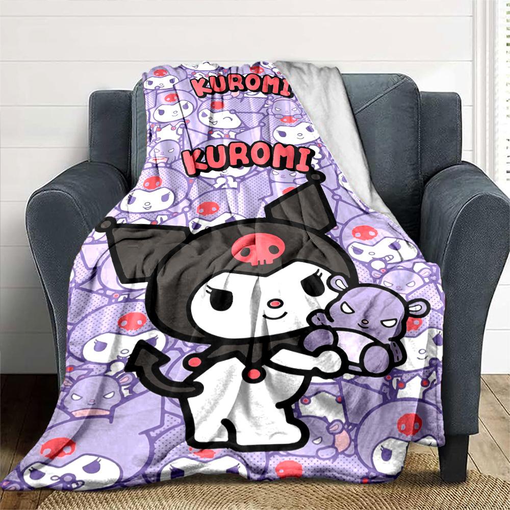 Kuromi'S Cute Adventure Flannel Blanket Super Soft Warm Cozy Blanket For Sofa Bed Office Travel Allseason Home Decor Gift
