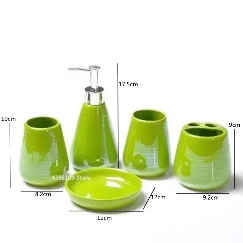 Colorful Pearl Ceramic Soap Dispenser, Toothbrush Holder, Bathroom Supplies, Toothpaste Dispenser, Wedding Gift, Five Piece Set