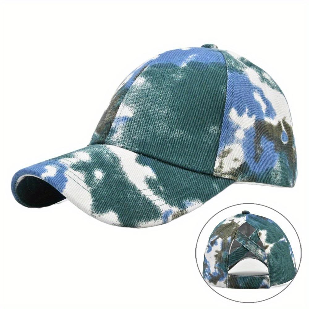 [Pastel Baseball Cap] Breathable Adjustable Women's Baseball Cap | Tie-Dye Pastel Color Block Design, Cross-Back Strap, Mesh Back for Casual & Sports