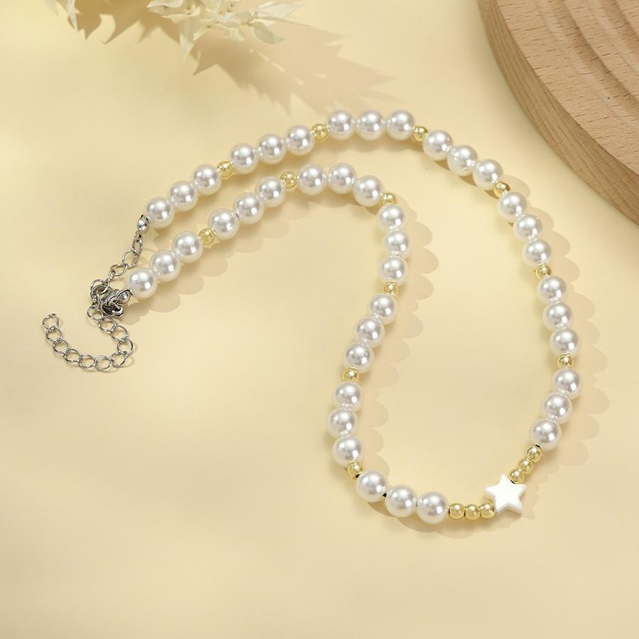 

Noter Elegant Fashion Choker Necklace For Women Adjustable Imitation Pearl Beaded Neck Accessory Vacation Versatile Jewelry звезда