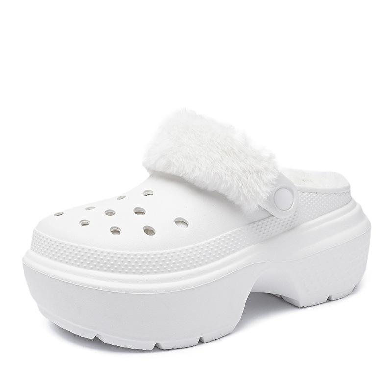 Velvet hole shoes women s thick soled high-heeled confinement shoes snow house warm and comfortable for outdoor wear snow fur shoes 36 белый 1824₽