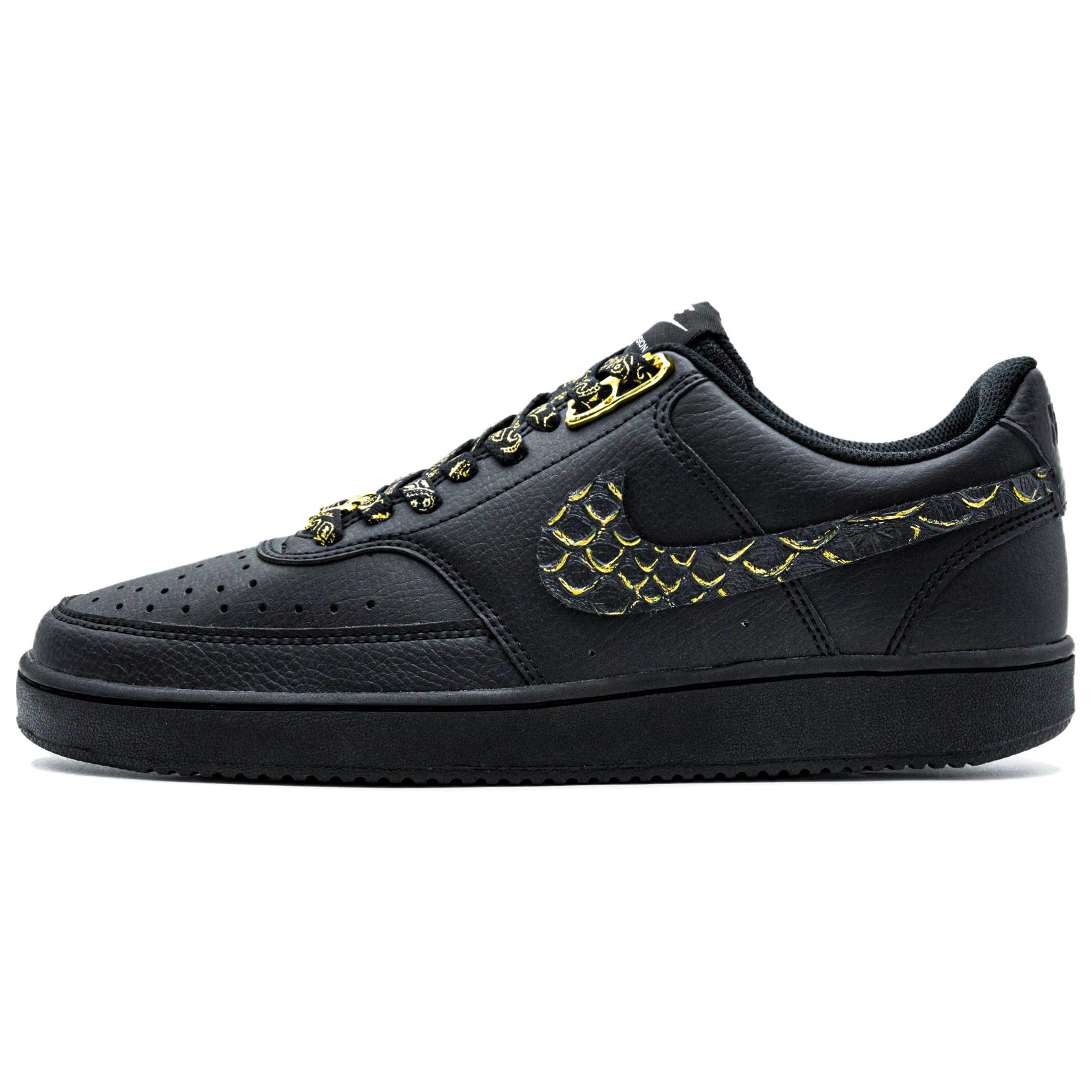 

Nike Court Vision 1 Dark Gold Knight, Black Warrior Abrasion Resistant Height Increasing Cushioning Coverage Low top FZ0630-010(Team335-) 40