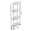 Bathroom Storage Rack With Wheels 3/4 Layer Rolling Utility Cart Space-Saving Trolley Rack For Bathroom Kitchen Living Room