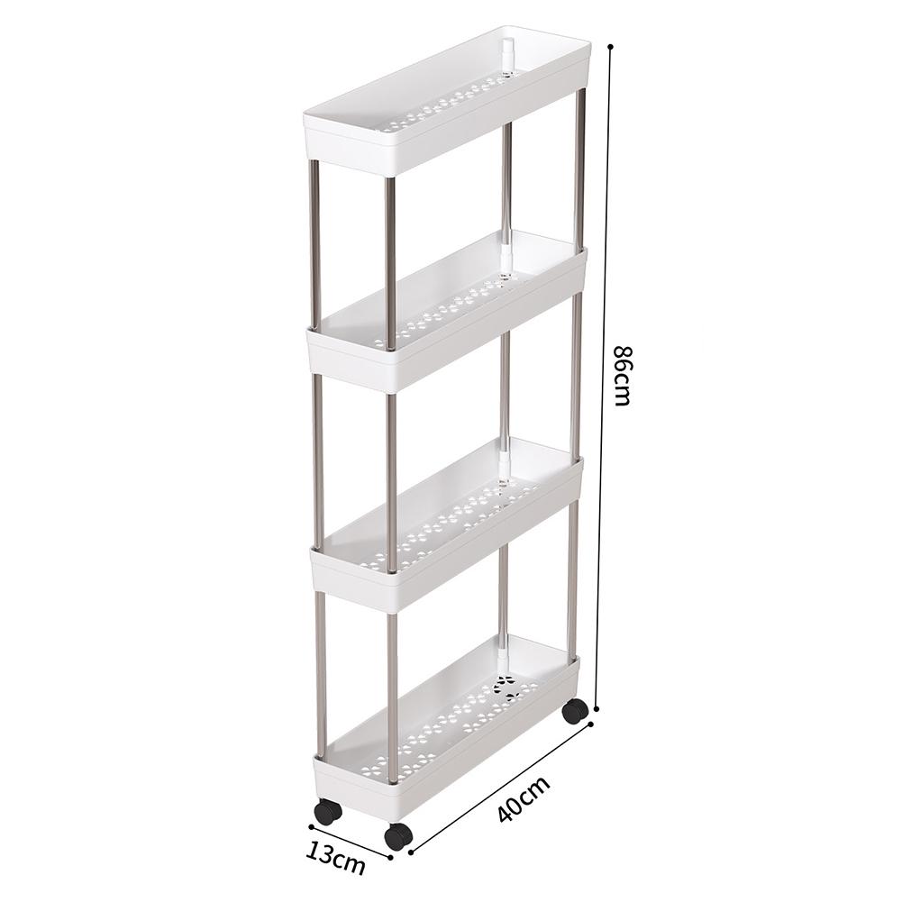 Bathroom Storage Rack With Wheels 3/4 Layer Rolling Utility Cart Space-Saving Trolley Rack For Bathroom Kitchen Living Room