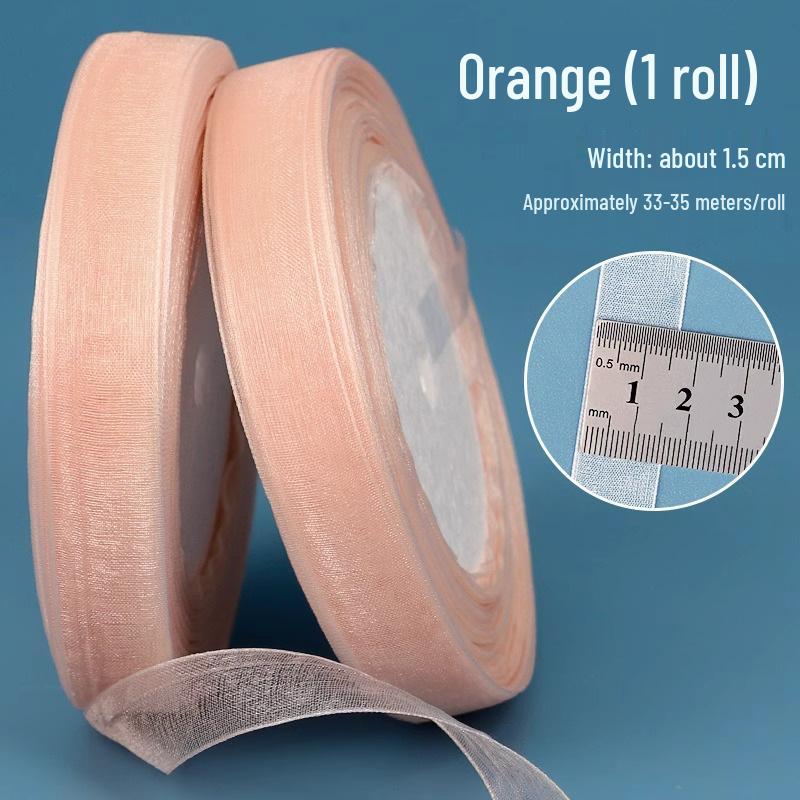 1.5cm Transparent Snow Yarn Ribbon for Gift Wrapping, DIY Crafts, Hair Accessories, and Chiffon Projects.