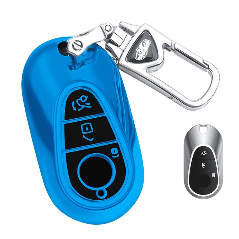 [LETINGFAR] Key Case for Mercedes Benz, Smart Key Case, Key BENZ2-3J-JH-TPU-12 синий