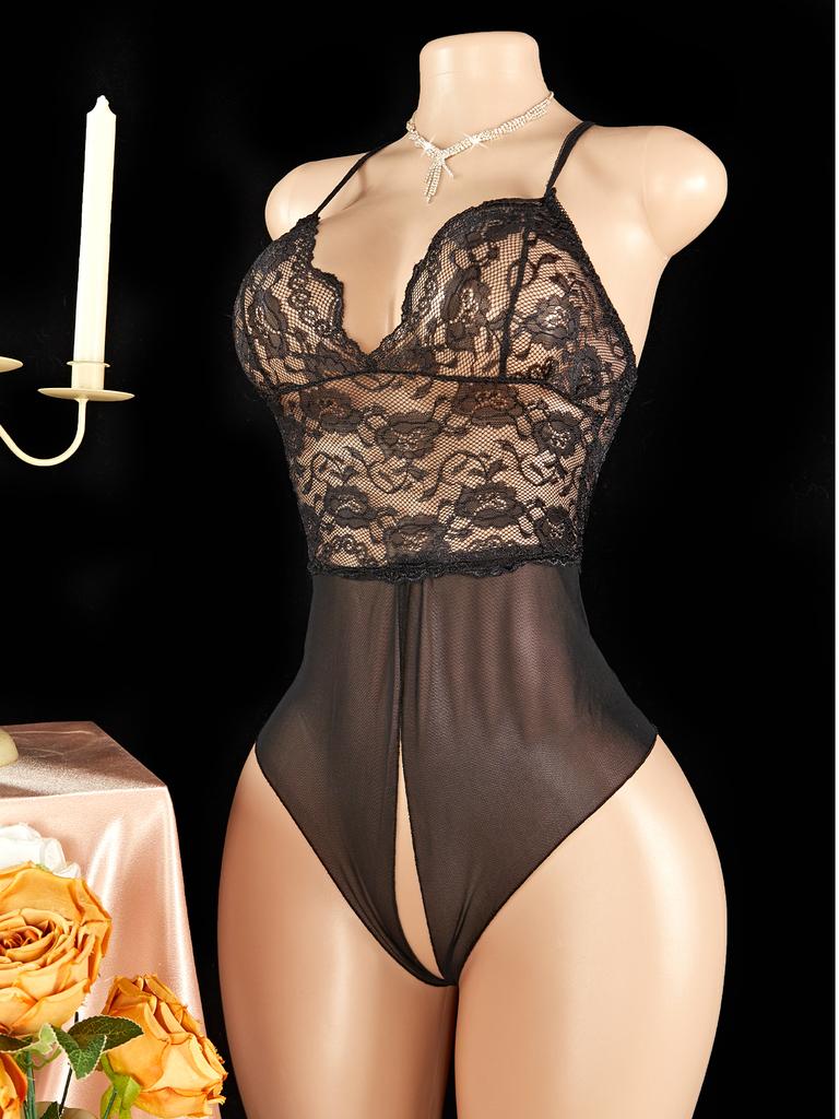 Porn Lingerie Women Transparent Lace Bra Crotchless Sexy Underwear Babydolls Dress Bodysuit Exotic Seductive Teddies Sleepwear