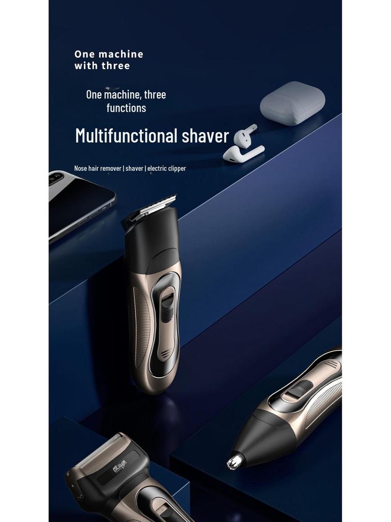Cross-Border LZ-688 3-in-1 Electric Shaver: Razor, Nose Hair Remover & Hair Clipper