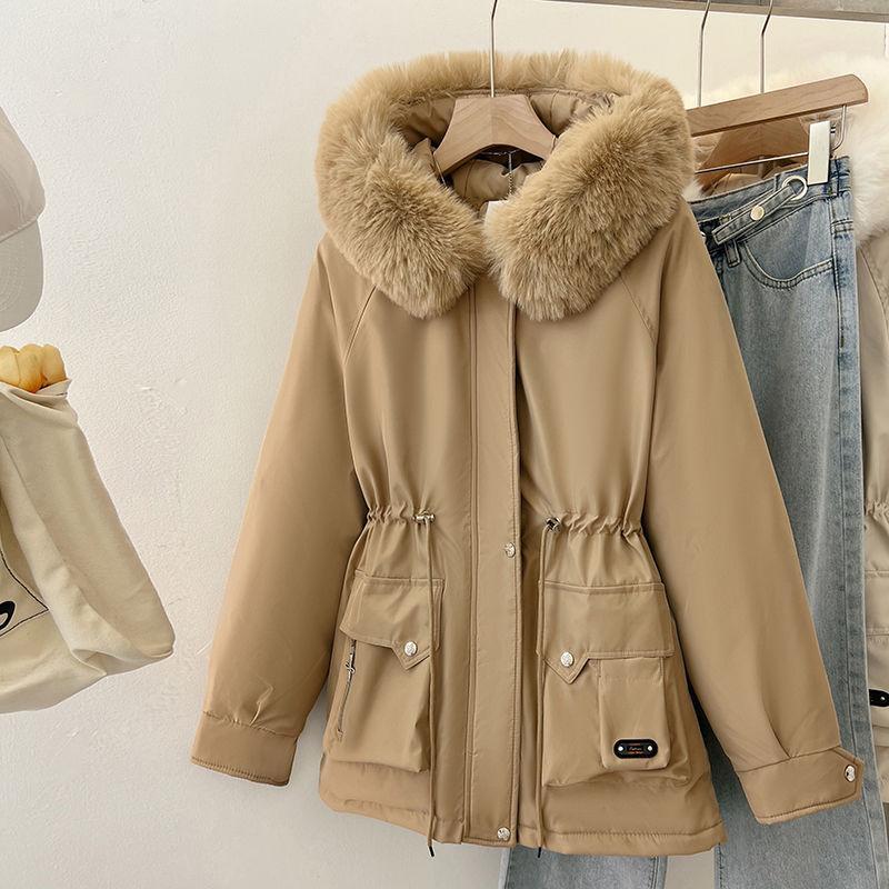 Large Fur Collar Removable Pie To Overcome Women's Large Size Fat Mm Outer Wear Foreign Style Piled Thickened Cotton Clothes Winter Coat Women's Tide