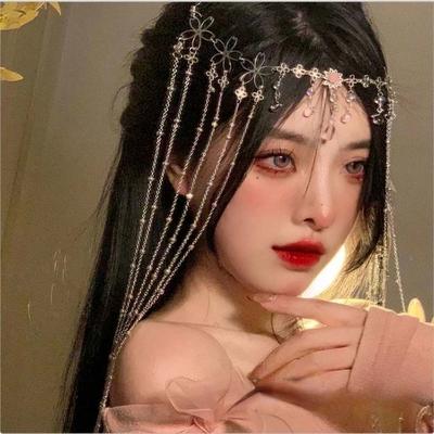Hairpins Hollow Flower Women Hair Clips Long Tassel Veil Korean Barrettes Chinese Hanfu Hairwear