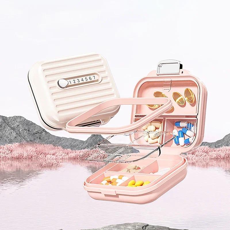 1 Stück 7 Fächer Mini Tragbare Pillendose Wöchentlicher Medikamenten-Vitamin-Aufbewahrungsorganizer Reise Tabletten Versiegelte Box Pillenetui Behälter
