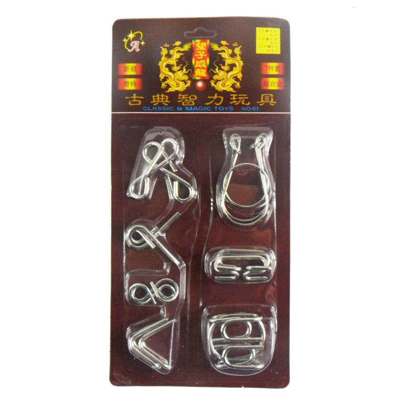 Heiß! 8 Stück/Set Materialien Metallpuzzle Draht IQ Geist Gehirn Teaser Puzzles Spielzeug für Kinder Erwachsene