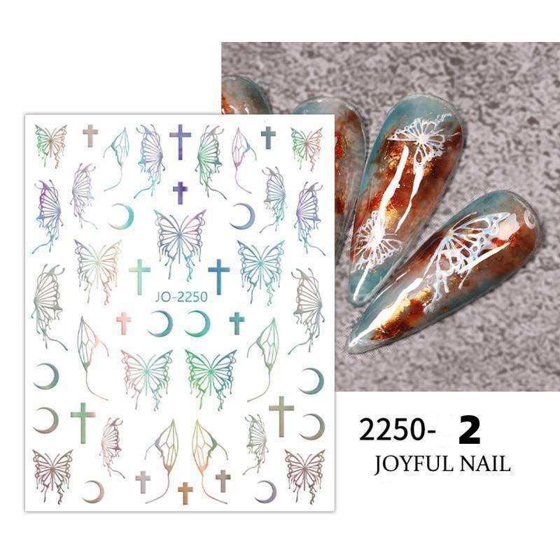 Nail Art Liquid Butterfly Sticker Black and White Laser Aurora Dark Hollow DIY Nail Decorations