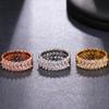Damen Platin-plattierter Doppelreihen Zirkon Roségold Luxusring