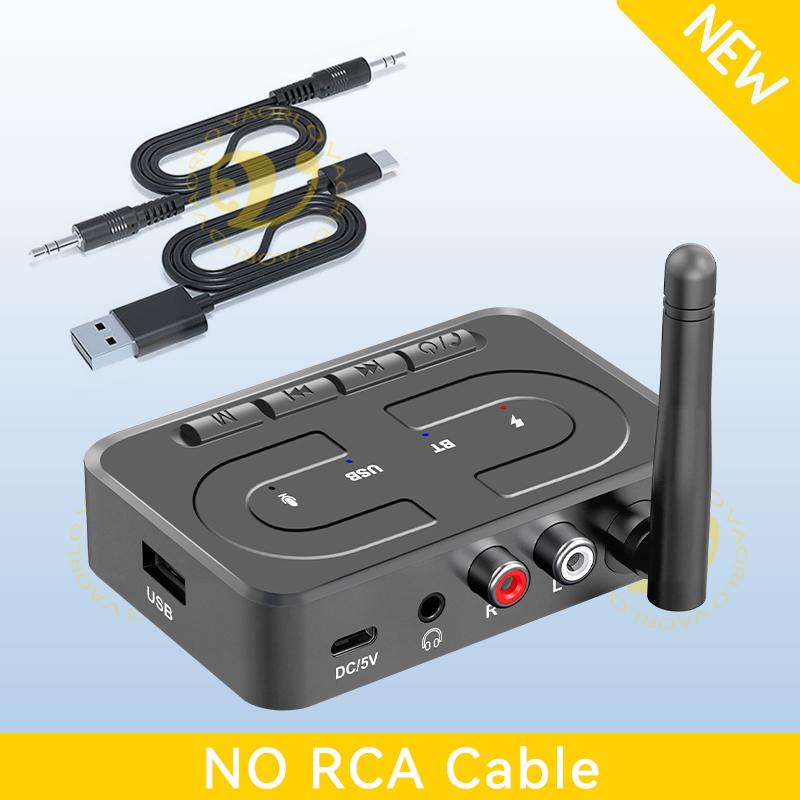 Bluetooth 6.0 Audio Receiver 3.5mm AUX RCA With Mic HIFI Stereo Wireless Adapter Support USB U-Disk For Car Speaker Amp