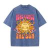 Vintage Black "Here Comes The Sun" T Shirt Retro Psychedelic Sun Acid Wash Tee