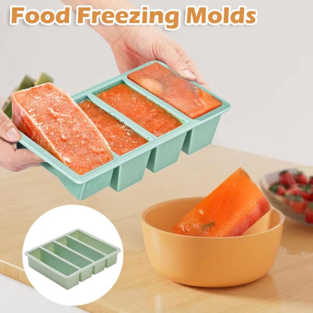4 Grids Ice Mold with Lid Food Sauce Storage New Food Freezing Molds