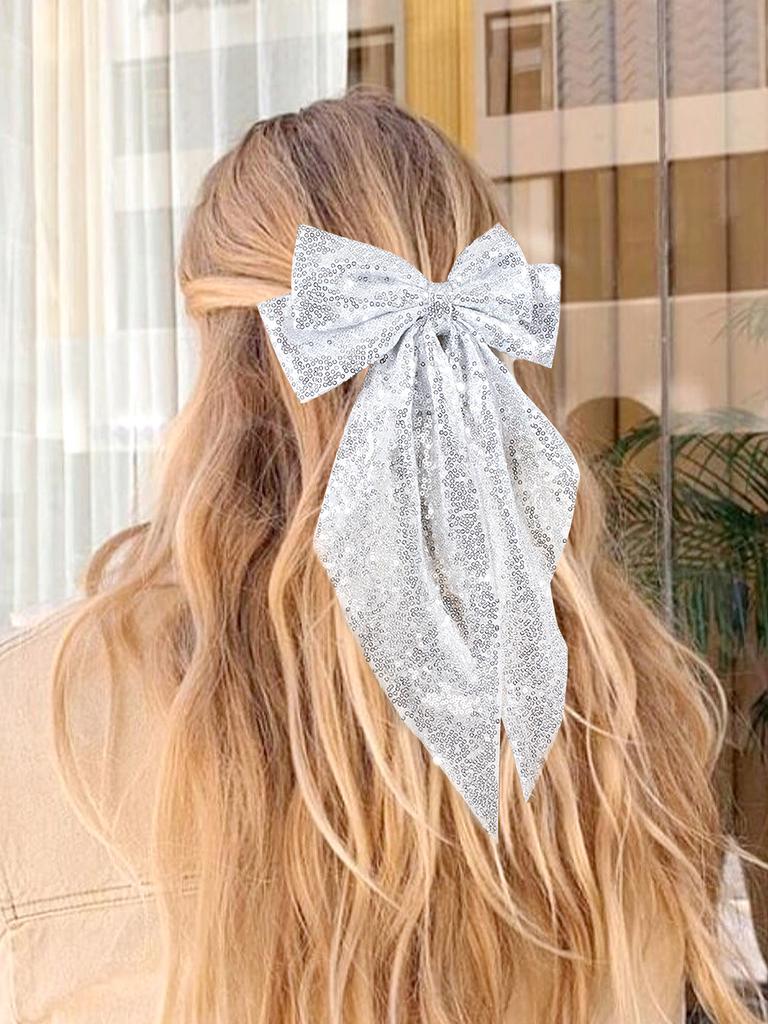 Glitter Sequin Hair Clips Champagne Oversized Bows Hairpins for Girls Back Head Barrettes Children New Fashion Hair Accessories