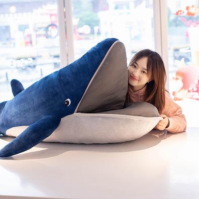 Non-Toxic Blue Whale Doll Plush Toy Soft Aquatic Animal Plushie Peluche Mouth With Zipper Sleeping Companion Man Christmas Gift