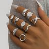 12Pcs/Set Retro Irregular Geometric Rings for Women Punk Alloy Metal Adjustable Finger Rings Set Fashion Statement Jewelry Party