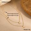 European and American Stainless Steel Necklace Inlaid with Square Water Droplets, Zircon, Titanium Steel Double-layer Stacked Collarbone Chain Jewelry