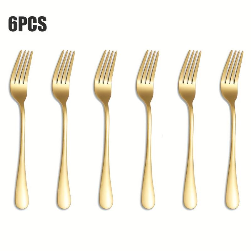 Set 12 Bucăți Linguriță și Furculiță din Oțel Inoxidabil Argintiu Auriu Set Veselă de Bucătărie și Casă Linguriță Grosă Grad Alimentar