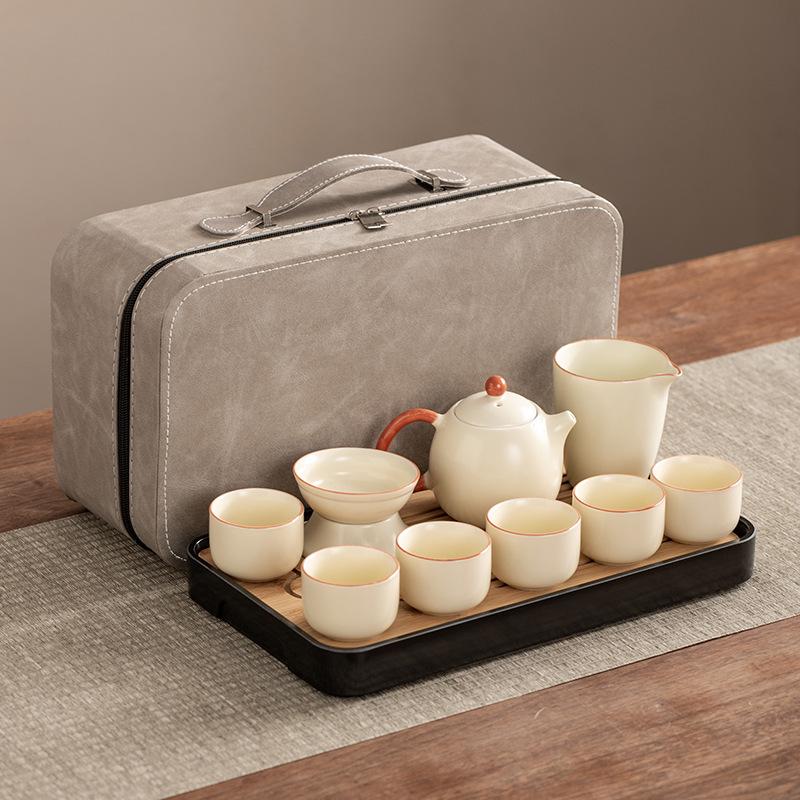 Dragon Egg Teapot Huang Ru Kiln Travel Kung Fu Tea Set Household Portable Teacup Teapot Light Luxury Business Gifts