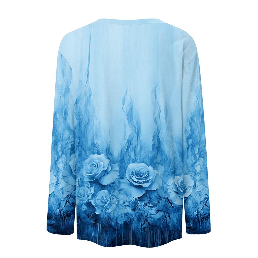 Long Sleeve Shirts For Women Cute Print Graphic Tees Blouses Casual Plus Size Basic Tops Pullover