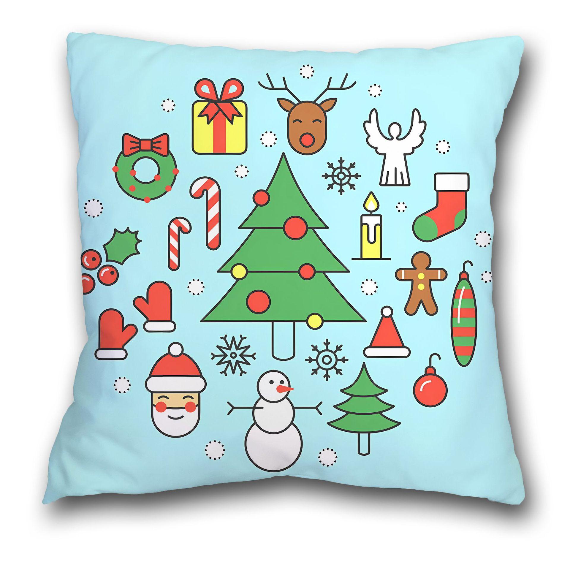 

Рождественская подушка Диванная подушка Санта-Клаус Домашняя наволочка Наволочка с принтом 40x40cm