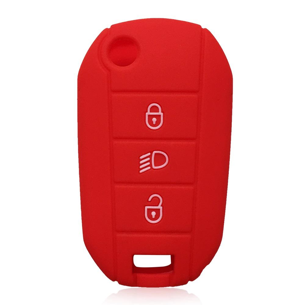

Silicone car key case for Peugeot 301 2021 308 508 408 expert partner for Citroen C4L Berlingo C3 aircross c4 Cactus Picasso C5 красный