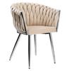 Geflochtener Veloursstuhl Cofton Chrom Samt Beige