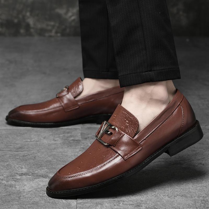 Men's shoes 2025 summer new light luxury high sense adult men pointed head one pedal height increase convenient business leather shoes