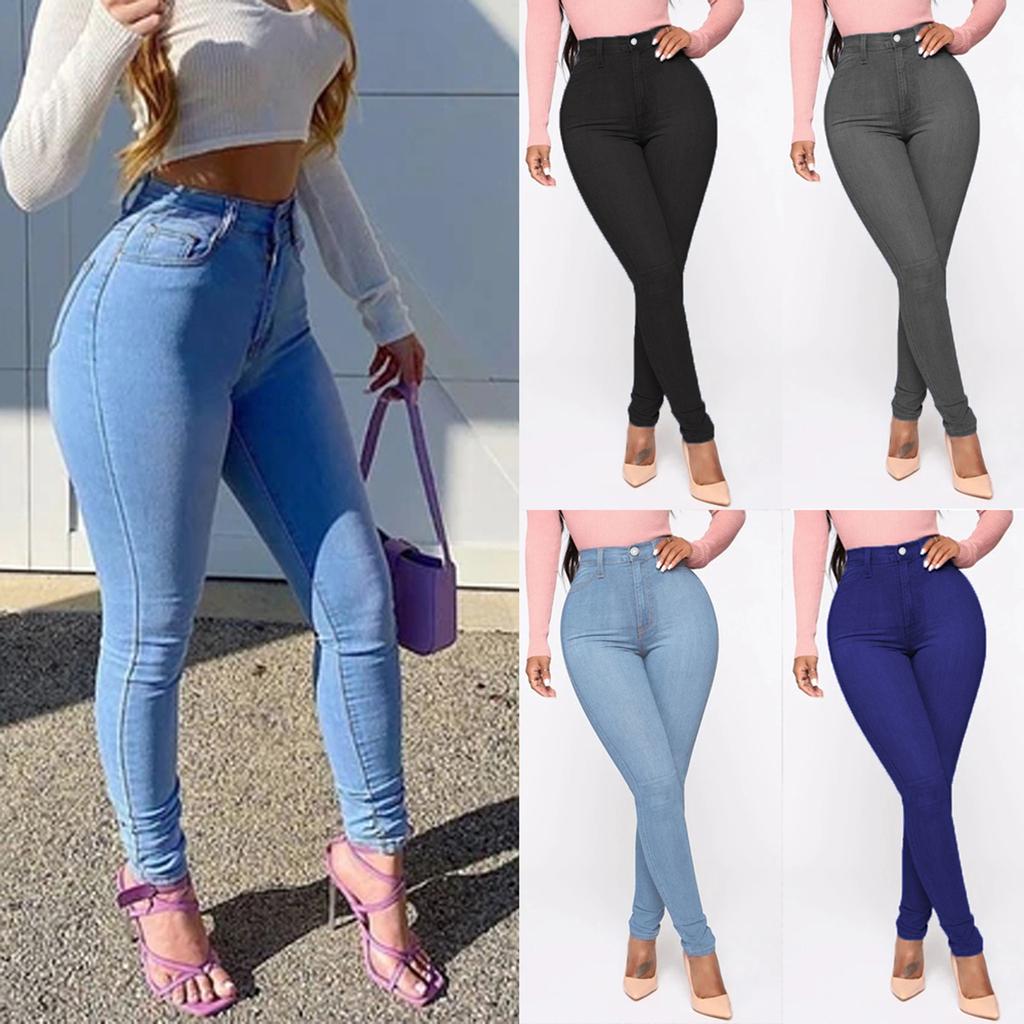 Dámské Skinny Džíny Plus Size Módní Ležérní Tužkové Kalhoty