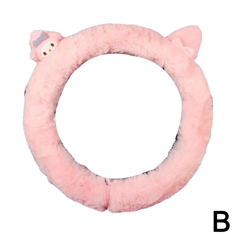 Cute Cartoon Cat Auto Steering Wheel Plush Protective Cover Winter Car Non-slip Warm Interior Animation Decoration Accessories