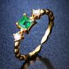 Korean Green Zirconium Gemstone Open Ring - Trendy, High-Grade Design for Women