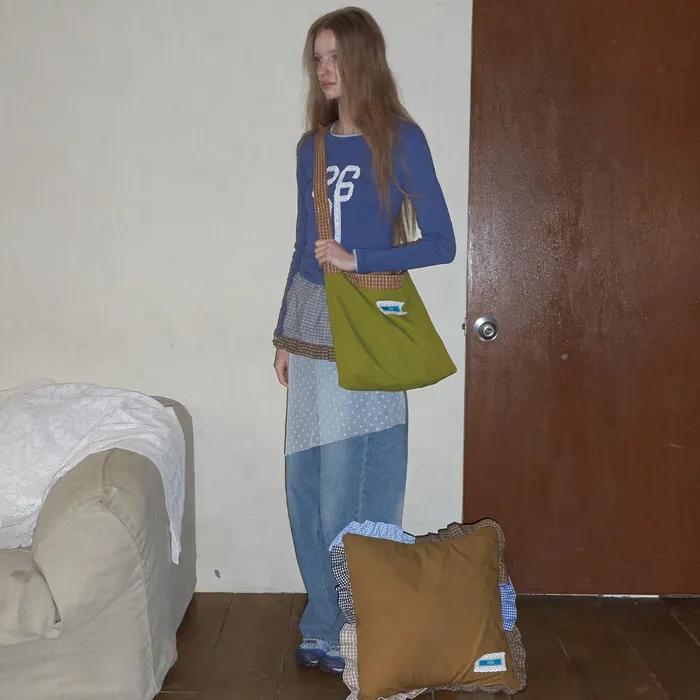 Check Frill Reversible Bag_ Mustard