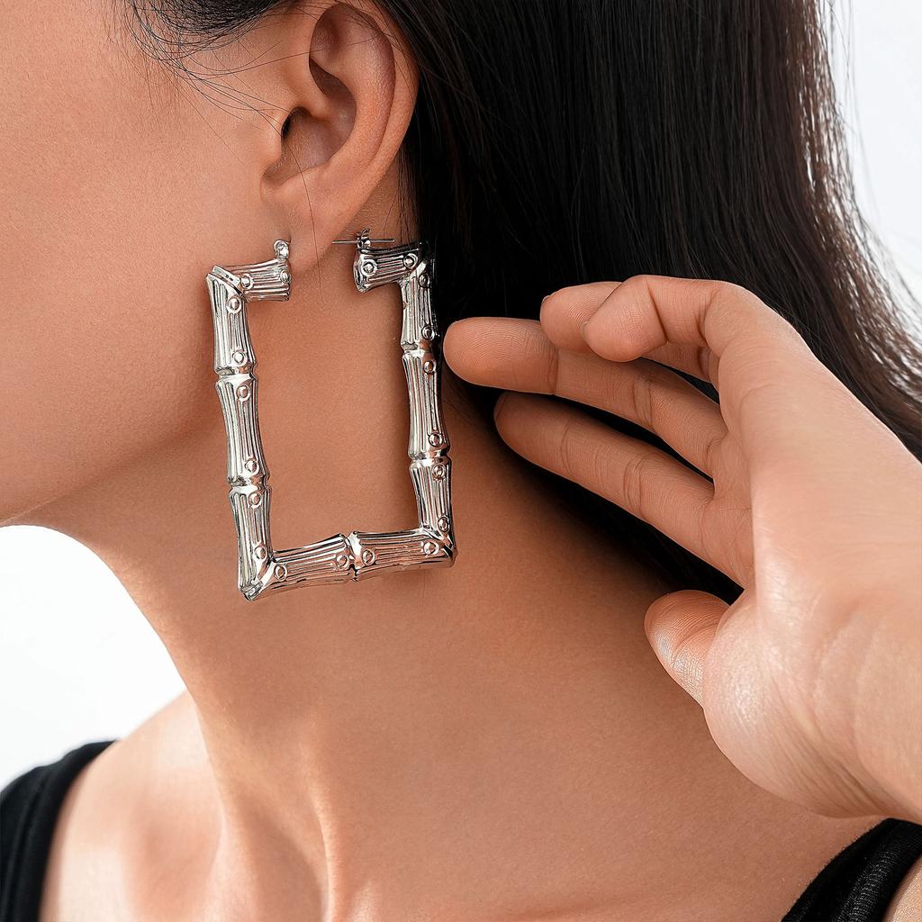 Exaggerated Gold Big Circle Hiphop Hip-Hop Earrings, Earrings, Oversized Bamboo Earrings.