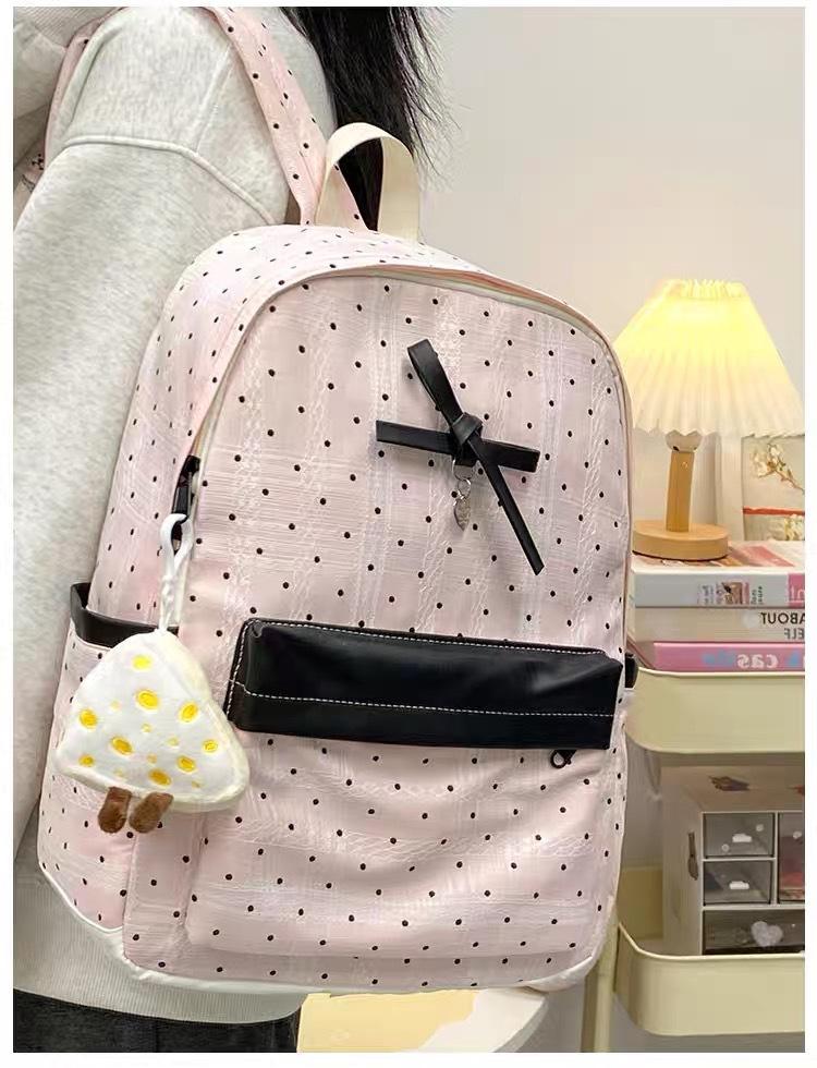 Schoolbag atmosphere Japanese schoolbag design college girl cute polka dot backpack junior high school new lace backpack women