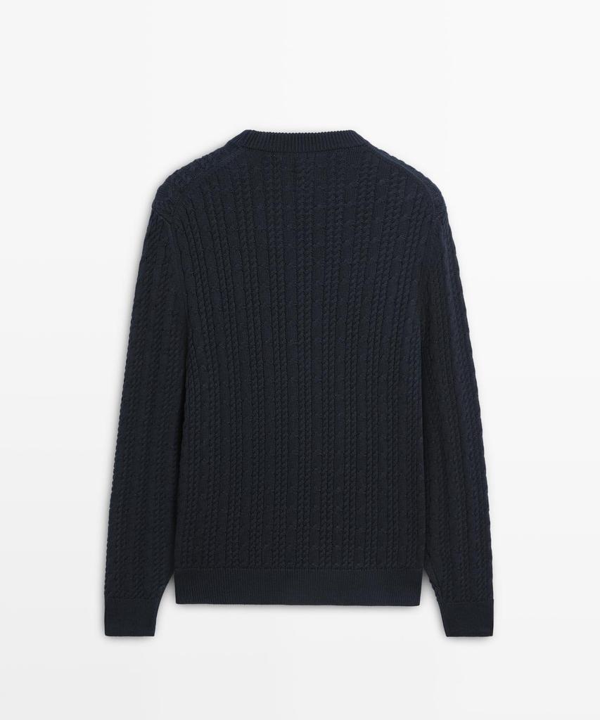 Masimodutti Crew Neck 100% Cotton Cable Knit Sweater