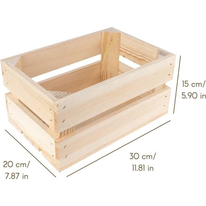 Creative Deco Lot De 3 Caisse En Bois Naturel | 30 X 20 X 15 Cm | Caisse Rangement Bois | Caisse En Bois Vintage | Cagette En Bois