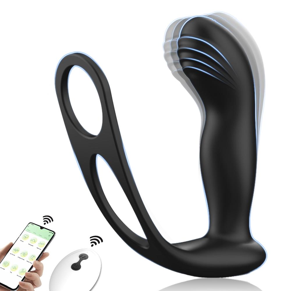 Bluetooth APP Vibrátor Masáž prostaty Oddálení ejakulace Anální kolík Muži Kolík do zadku Dildo Stimulátor prostaty Sexuální hračka pro páry