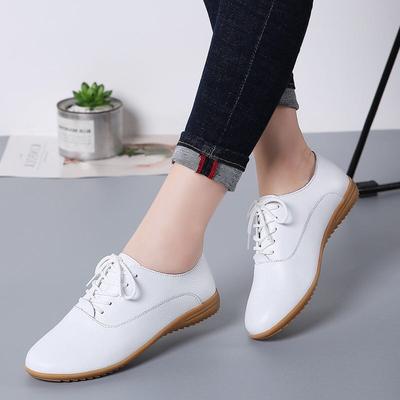 Women's Shoes for Autumn Large Size Students' Shoes for Women Korean Style Students' Genuine Leather White Shoes for Women Flat Casual Shoes
